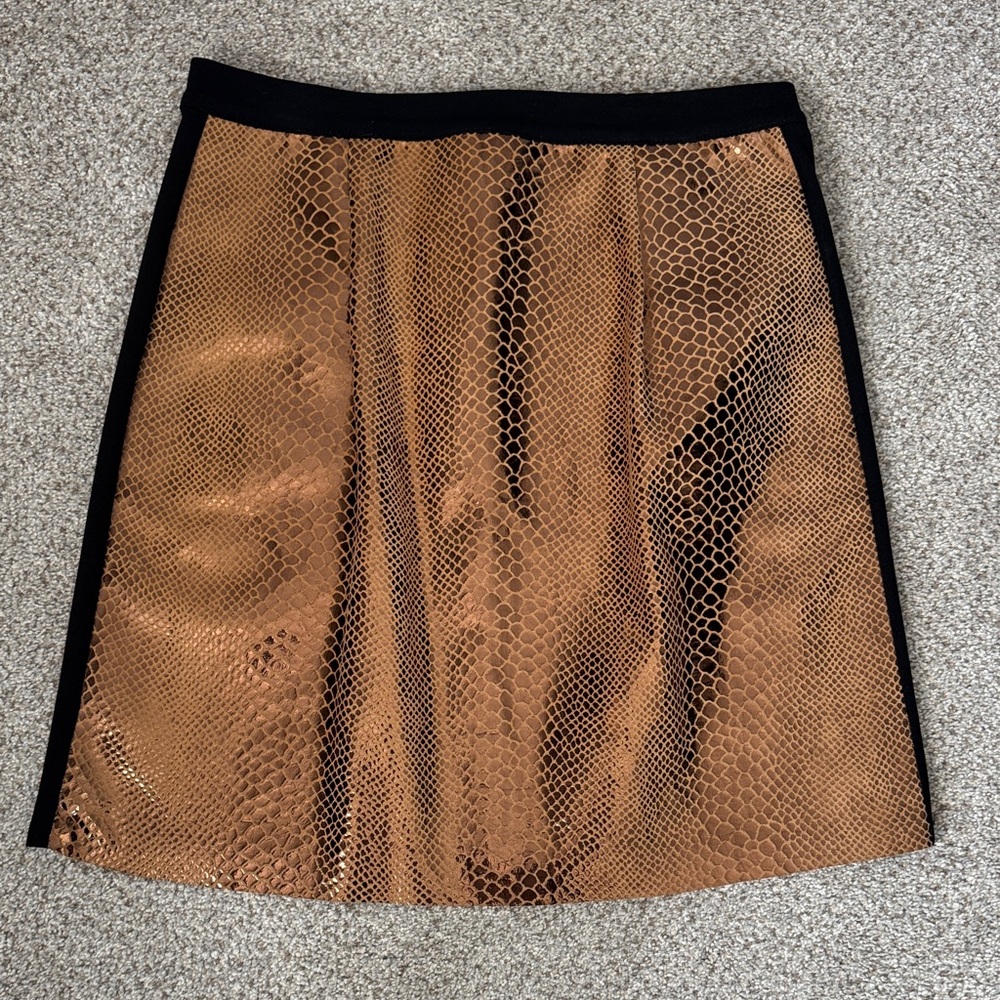 Elegant Bronze Snake Print Mini Skirt